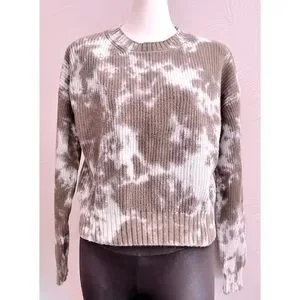 NWOT Justify Boxy Tie Dye Sweater Sage Lt Blue Large Ribbed Crew Neck  Boxy Fit